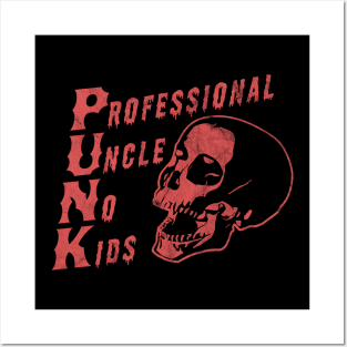 PUNK Professional Uncle No Kids Funny Skull Punk Rocker Posters and Art